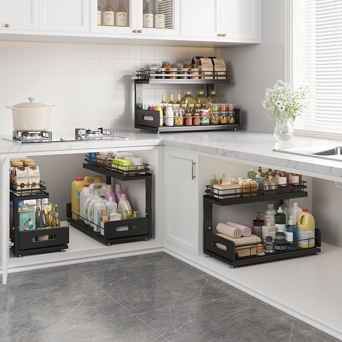 Under Sink Organizer Upgrade To Professional Rails, 2-Tier Dual Pull Out - Image 7