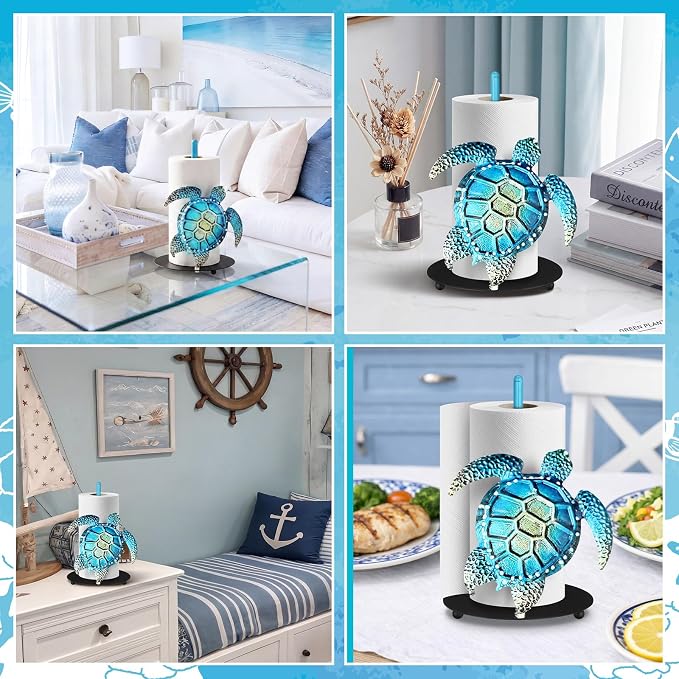 Sea ​​Turtle Paper Towel Holder Green Metal Paper Towel Holder Large Decorative - Image 5