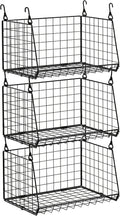 3-Pack Hanging Laundry Room Organizaton:Foldable Laundry Basket Wire
