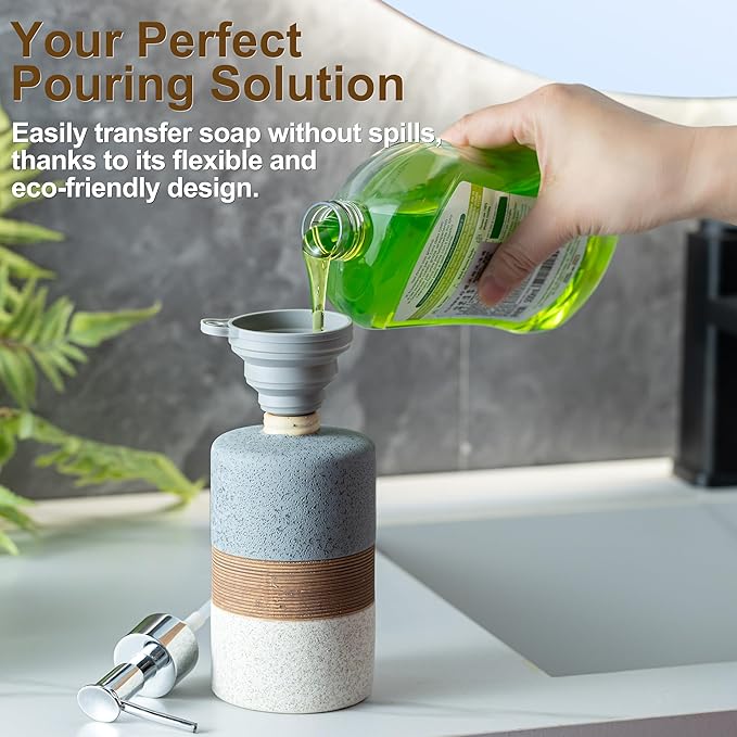 Ceramic Soap Dispenser Set for Hand Soap, Dish Soap, Conditioner, Bathroom & - Image 2