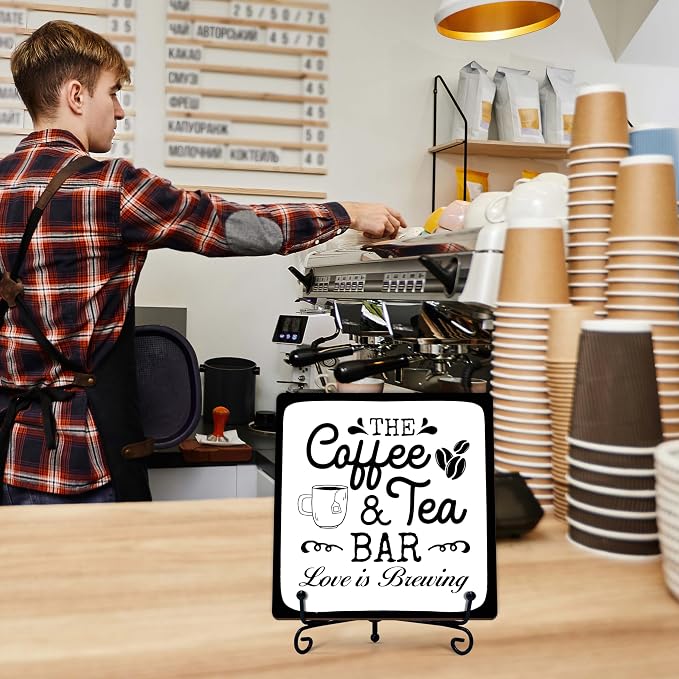 Coffee Bar Sign, Love is Brewing Farmhouse Tabletop Decor, Coffee and Tea Lover - Image 6