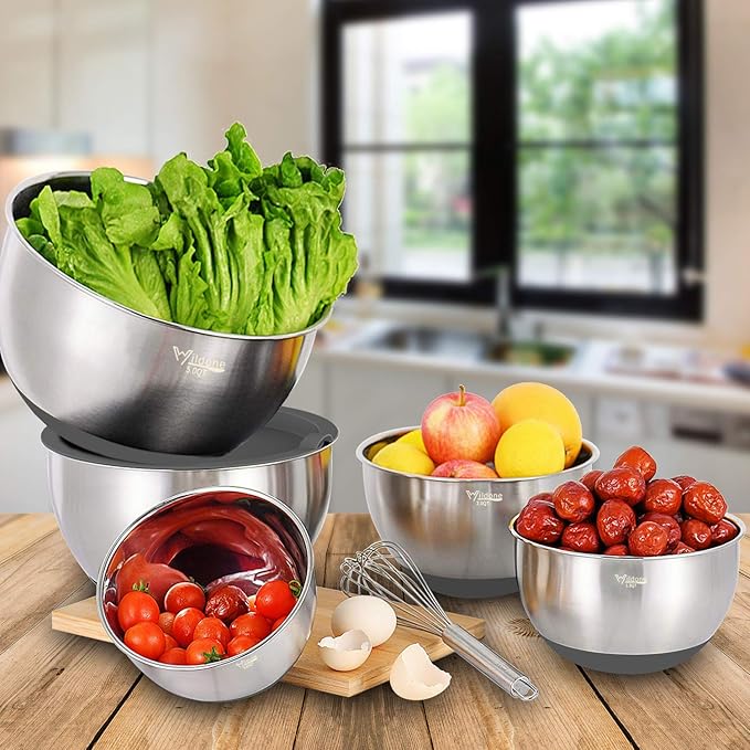 Wildone Mixing Bowls with Airtight Lids Set, with Grater Attachments & Non-Slip - Image 6