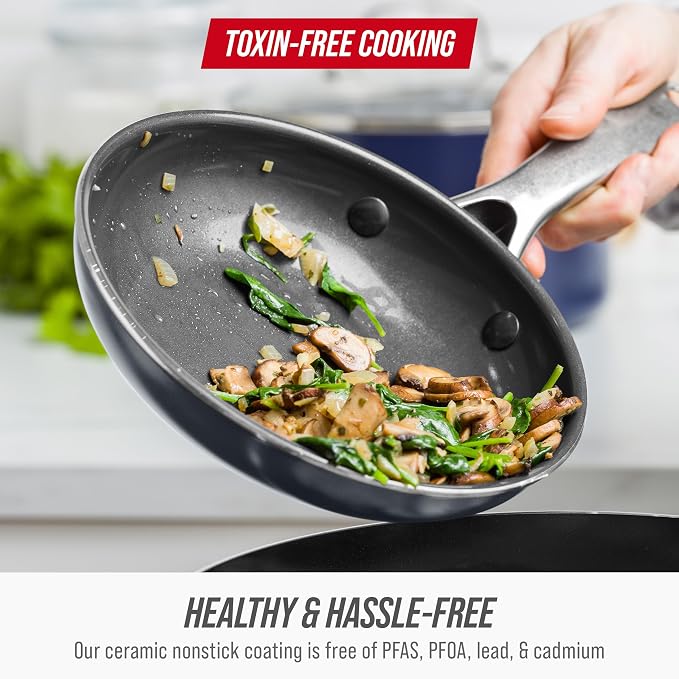 Blue Diamond 8" Nonstick Frying Pan Skillet, Ceramic Diamond Infused PFAS-Free - Image 5