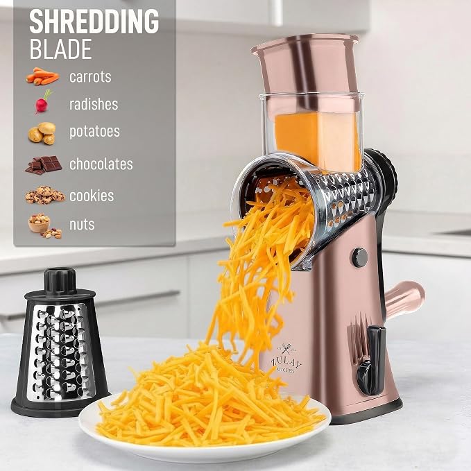 Zulay Kitchen Rotary Cheese Grater 5 Blade Cheese Shredder - Image 3