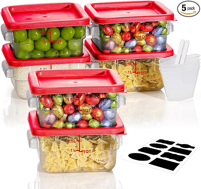 2QT NSF Food Storage Containers: 6 PCS Commercial Clear Square Food Storage by SVKLHY