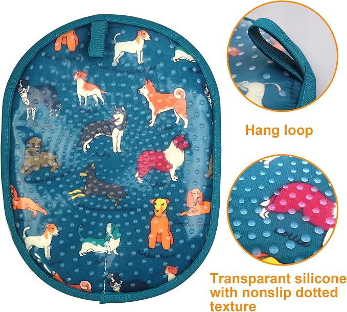 Pot Holders Set of 2 with Transparent Clear Silicone Shell and Nice Dog Flower - Image 3