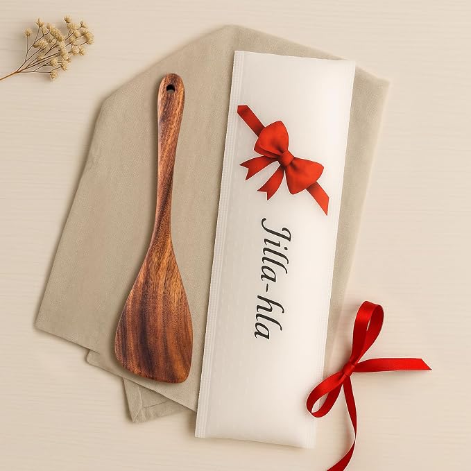 Jilla-hla Wooden Spatula Nonstick Turner Acacia Wood, Left Long Handle Flat - Image 7