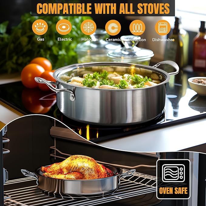 Aufranc Stainless Steel pots and pans set, 6 Piece Nonstick Kitchen Induction - Image 5