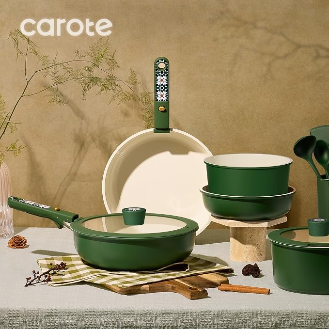 CAROTE 19Pcs Ceramic Cookware Set, Pots and Pans Set Non stick, Non Toxic - Image 5