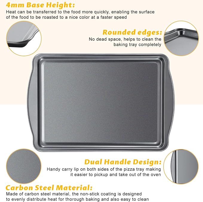 Baking Sheet Set of 2-17" x 11" x 0.5" Carbon Steel Cookie Sheet - Image 3