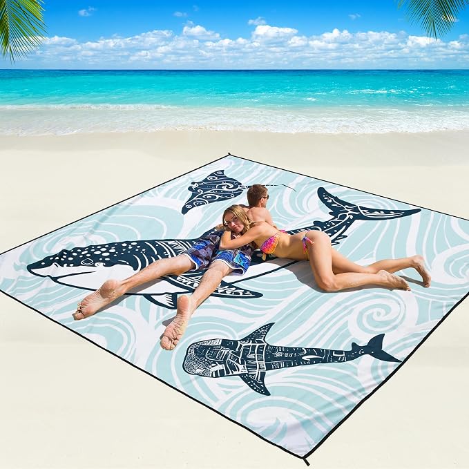 WIWIGO Beach Blanket Waterproof Sandproof Beach Mat 79" X 83"/10'x9'for 2-8 by WIWIGO