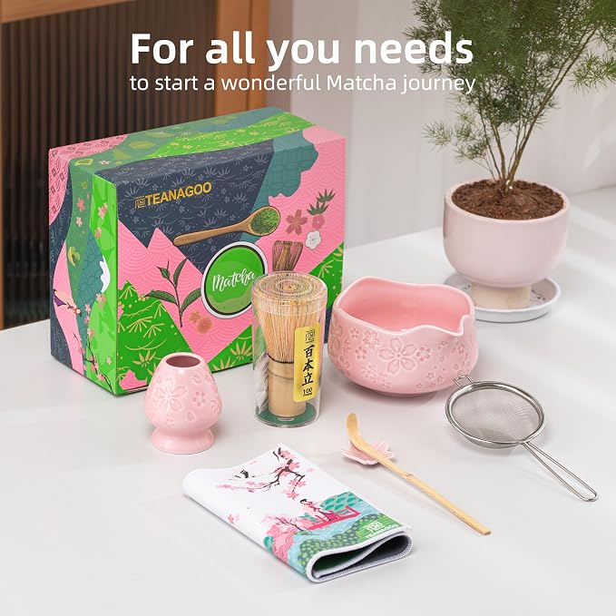 TEANAGOO 7-PCS Pink Matcha Whisk Set - Image 7