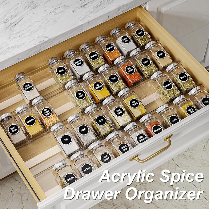 MIUKAA Acrylic Spice Drawer Organizer, 2 Tier - Image 2