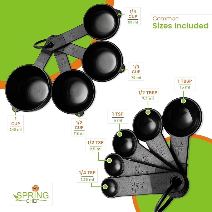 Spring Chef Magnetic Measuring Cups and Spoons Set of 9, Nesting Kitchen Tool - Image 3
