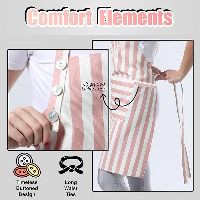 TOSHEX Kitchen Apron Waterdrop Resistant Cotton Apron - Image 5