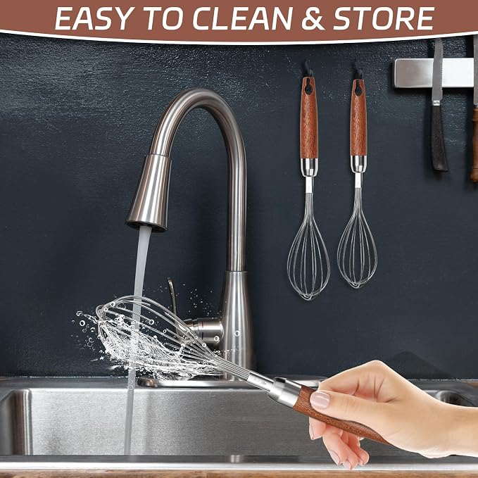 Stainless Steel Wire Whisk, Wooden Handle Kitchen Multi Function Non Stick - Image 7