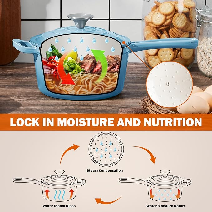 Homikit Small Cast Iron Pot, 2 QT Enameled Cast Iron Sauce Pan - Image 6