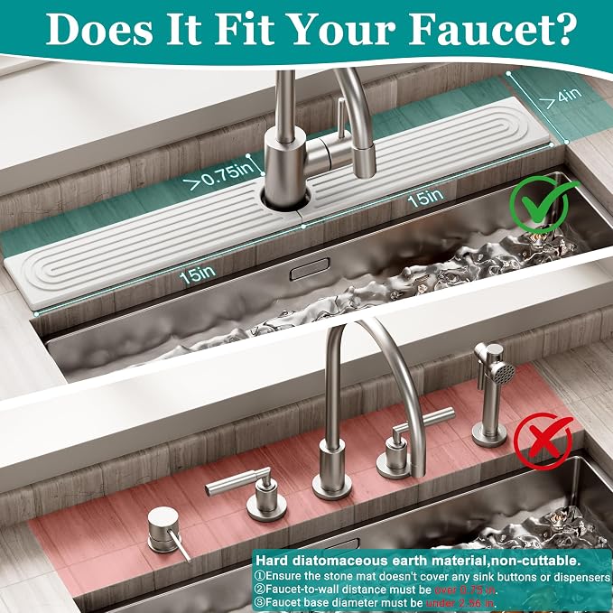 Stone Faucet Mat for Kitchen Sink - Image 2