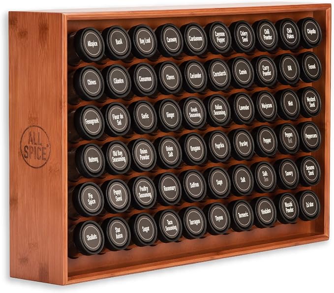 AllSpice Spice Rack Organizer, 525 Unique Labels, Countertop or Wall Mount by AllSpice