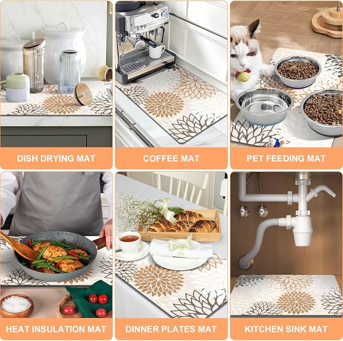 Findosom 2PCS 12" x 20" Dish Drying Mat & 24" x 5.5" Sink Splash Guard - Image 6