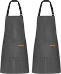 NLUS 2 Pack Kitchen Cooking Aprons, Adjustable Bib Soft Chef Apron by NLUS