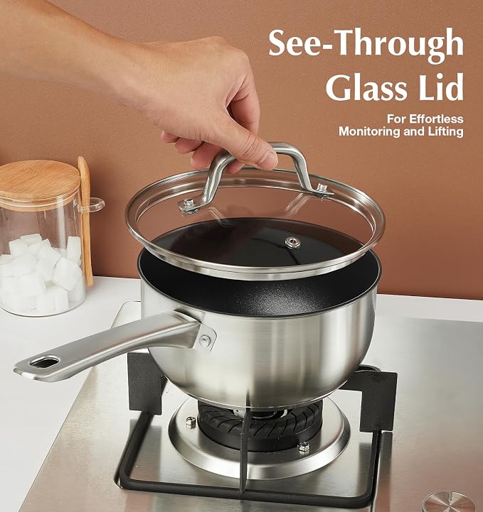 KOCH SYSTEME CS Stainless Steel Saucepan Set, 1QT & 2QT & 3QT Stainless Steel - Image 5