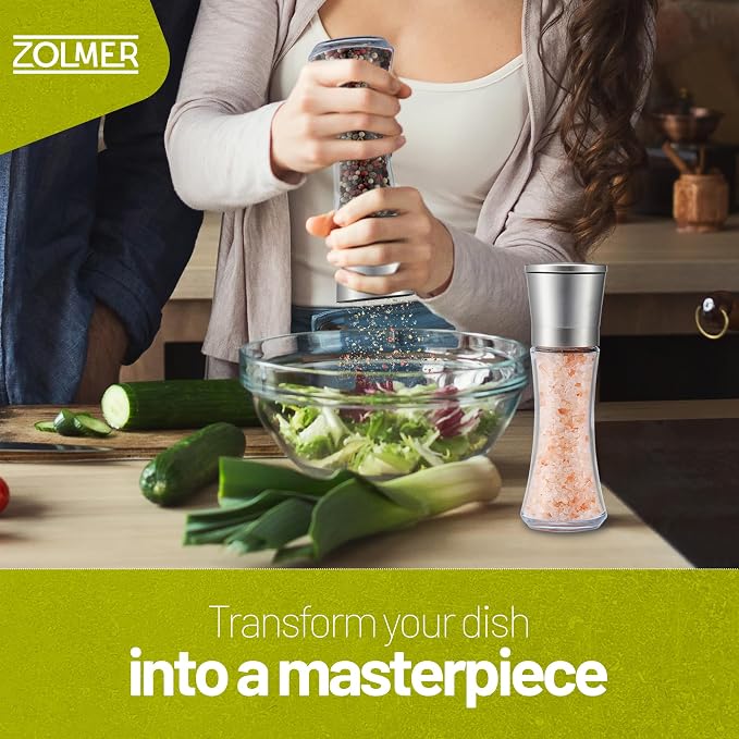 ZOLMER® Premium Stainless Steel Salt and Pepper Grinder Set manual | Adjustable - Image 2