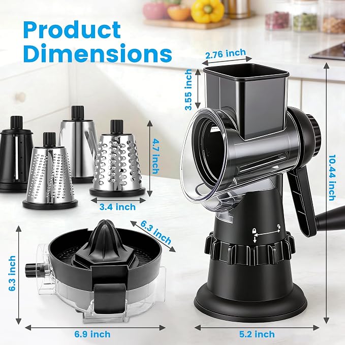 Rotary Cheese Grater Hand Crank, Vegetable Slicer - Image 2