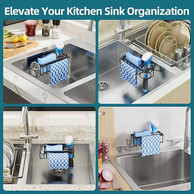 TAILI 4-in-1 Sink Caddy with Strong Suction Cup, Sponge Holder - Image 7