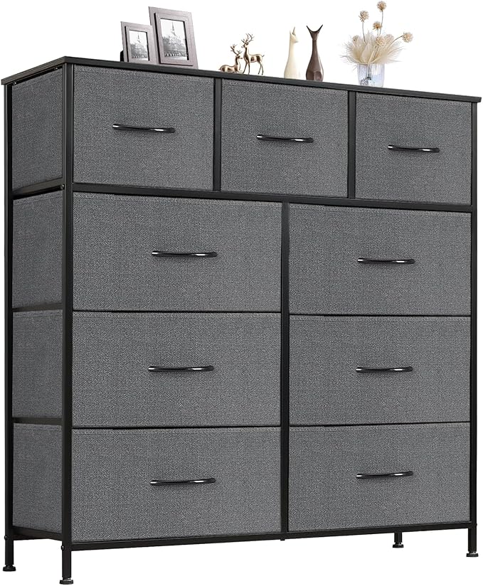 Sweetcrispy 9 Drawer Fabric Dresser Tall Chest Storage Organizer Tower by Sweetcrispy