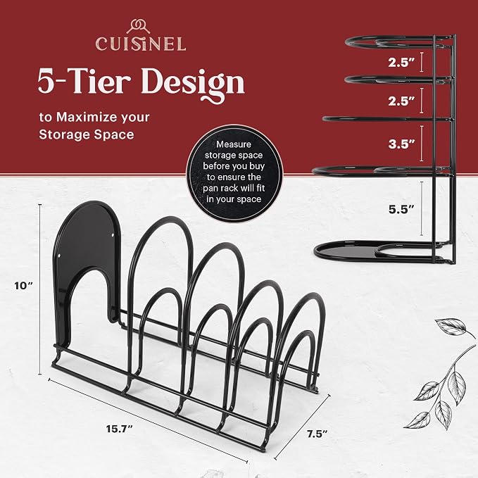 Pan Organizer - 2-PACK of Silicone-Coated Non-Slip 15" Heavy Duty Skillet Rack - Image 6