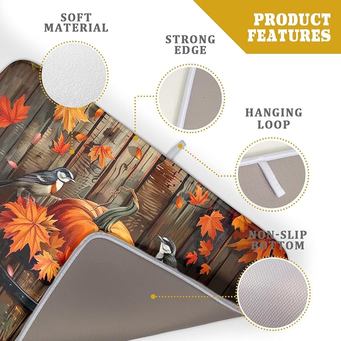 Fall Pumpkin Dish Drying Mat for Kitchen Counter Autumn Pumpkin Dish Mats for - Image 4
