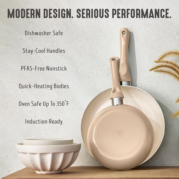 GreenLife 2-Piece Nonstick Frying Pan Set, 8” & 10” Skillets, Non-Toxic Ceramic - Image 7