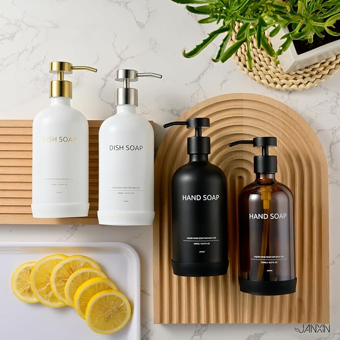 Glass Soap Dispenser Bathroom Set by Janxin, Foaming Kitchen soap Dispenser - Image 7