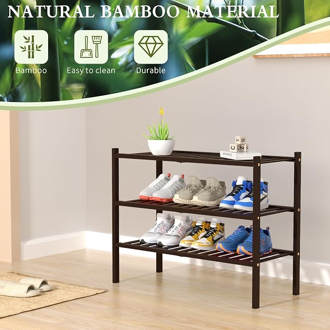 ROMGUAR CRAFT 3 Tier Bamboo Shoe Rack - Image 6