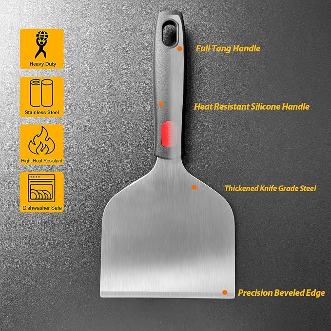 Vovoly Wide Griddle Scraper, 4.3“x4.3'' Smashed Burger Scraper Grill Scraper - Image 3