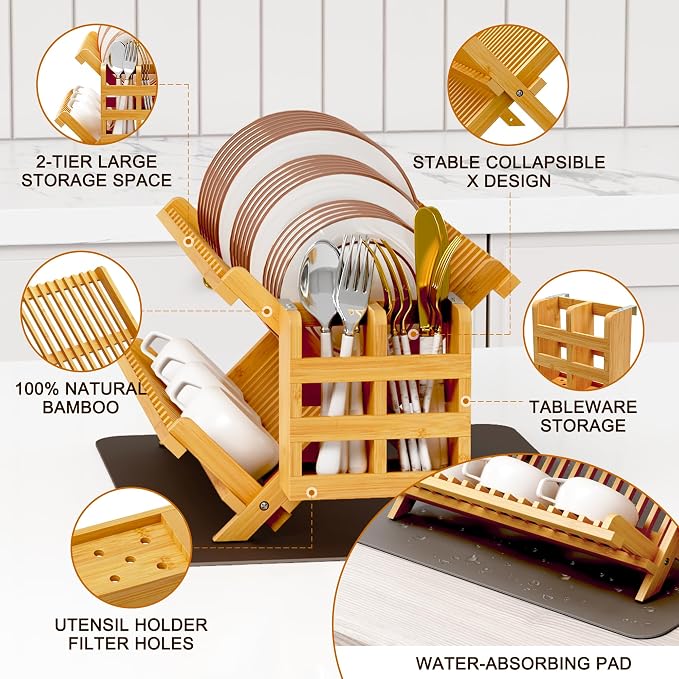 Greenual Bamboo Dish Drying Rack - Image 5