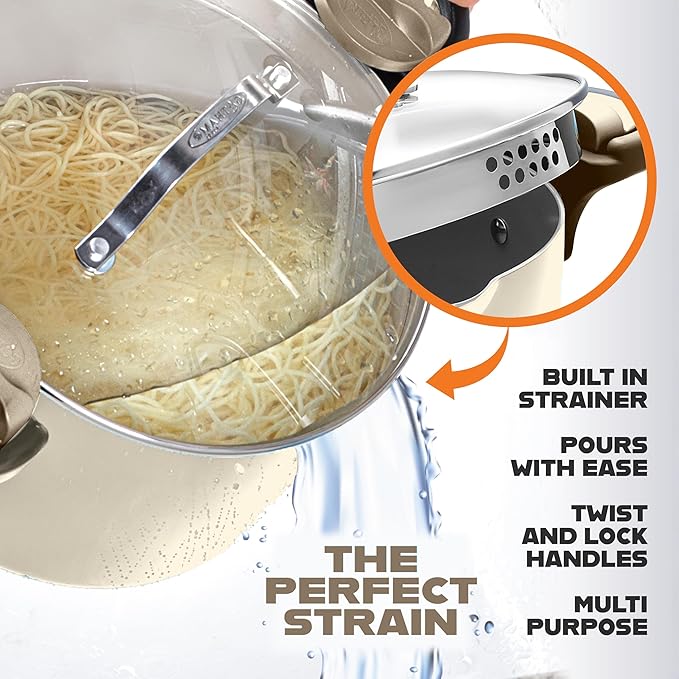 GOTHAM STEEL 5 Qt Ceramic Stock Pot Multipurpose Pasta Pot - Image 2