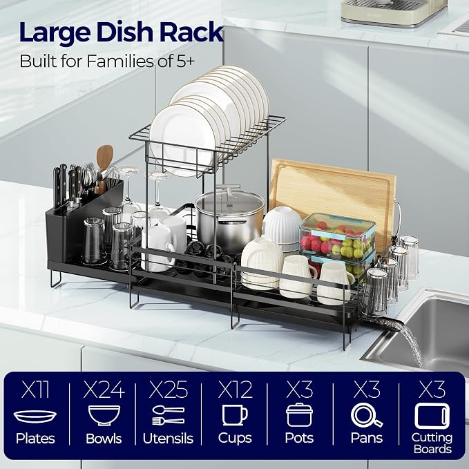 Large Dish Drying Rack, Expandable Dish Rack - Image 3