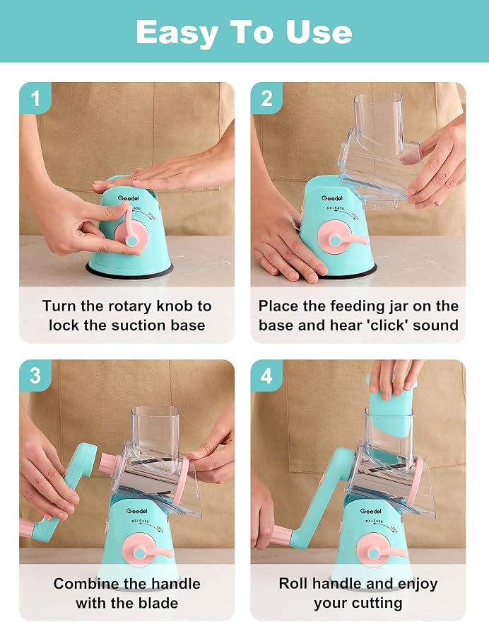 Geedel Rotary Cheese Grater Cheese Shredder - Image 7