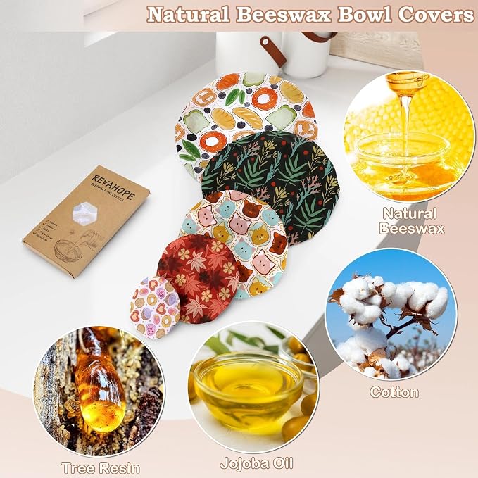 5-Size Reusable Beeswax Bowl Covers - Image 3