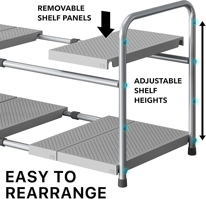 Simple Houseware Under Sink 2-Tier Heavy Duty Expandable Rack Organizer - Image 4