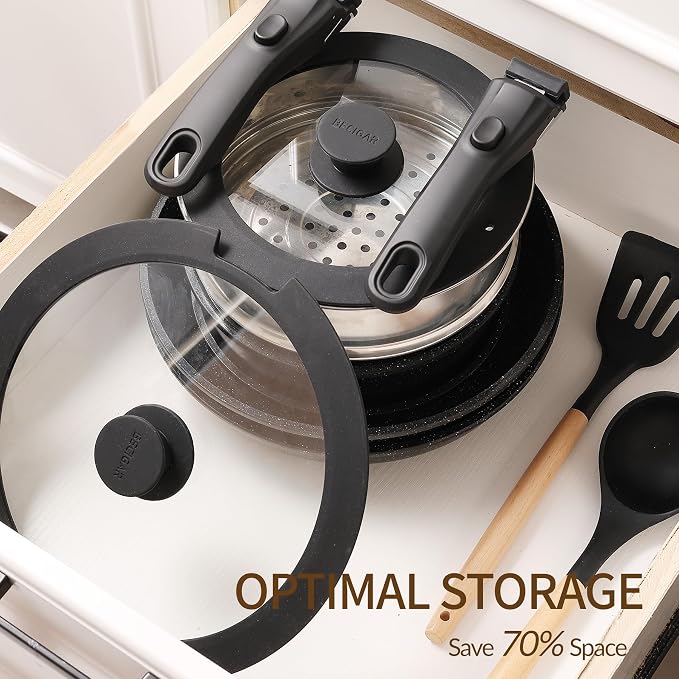BECIGAR Nonstick Ceramic Cookware Set 21PCS - Image 8