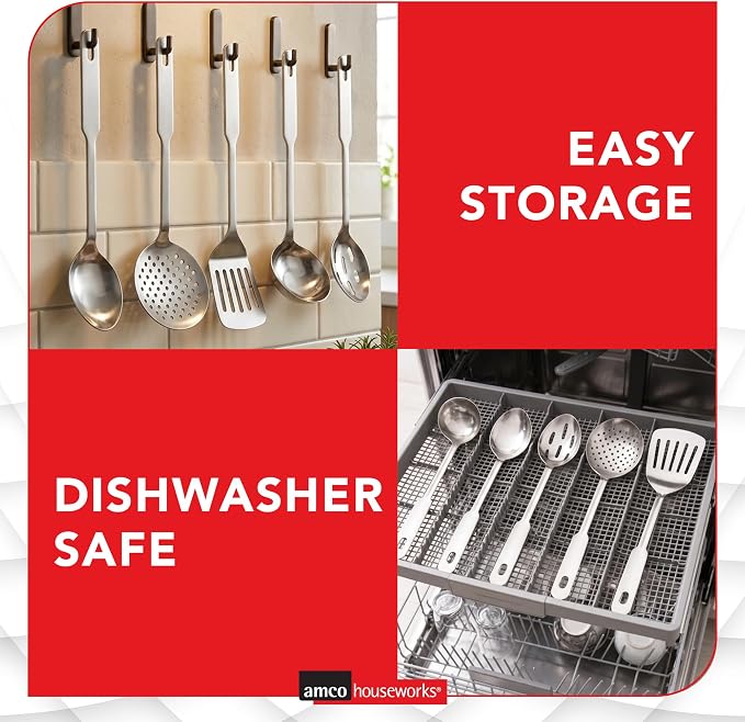 Amco 5 Piece Stainless Steel Cooking Utensil Set - Image 7