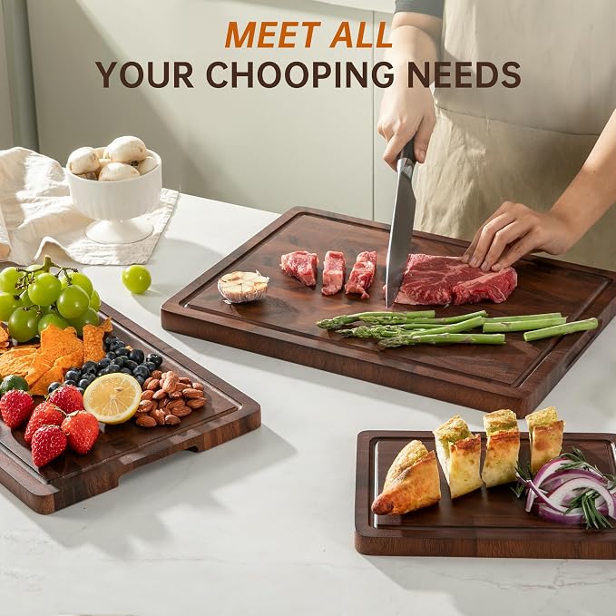 THETCHRY Walnut Wood Cutting Board Set, End Grain Cutting Boards - Image 4