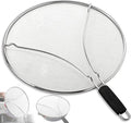 Splatter Screen for Frying Pan & Food Strainer, 13 Inch Stainless Steel Grease by PLACHIDAY
