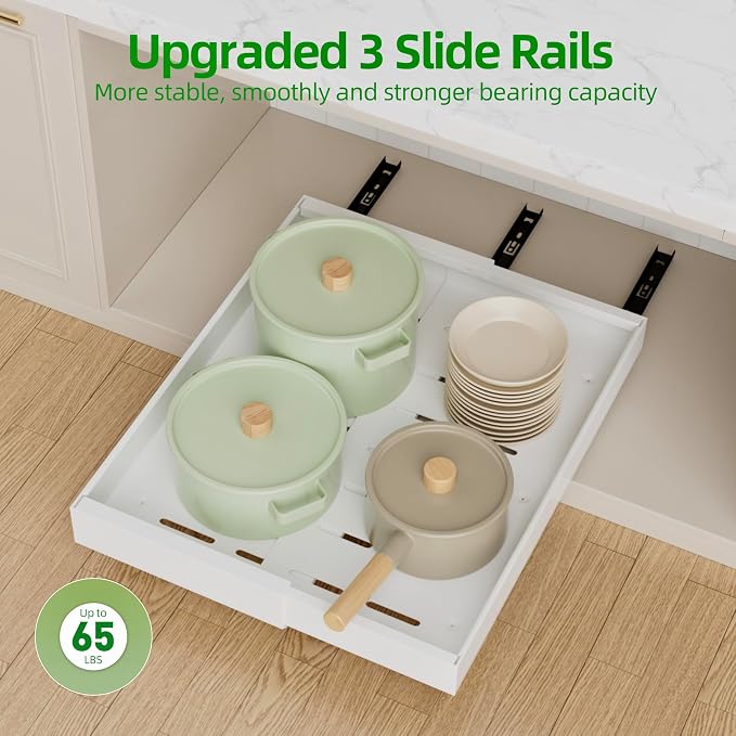 PAKETA 4 Pack Expandable Pull Out Cabinet Organizer, Upgrade 3 Slide Rails - Image 7