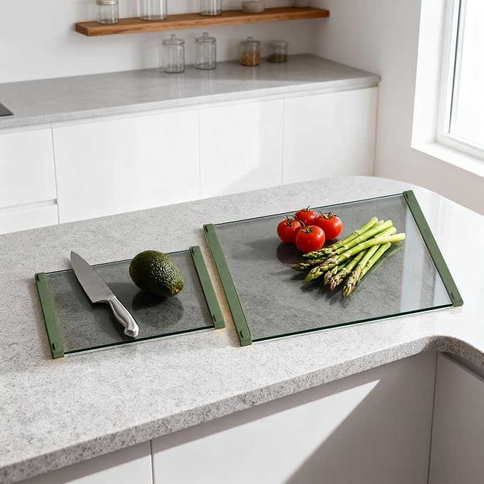 Glass Cutting Boards for Kitchen, European Grey Glass Paired by TemperedGlassManufacturer