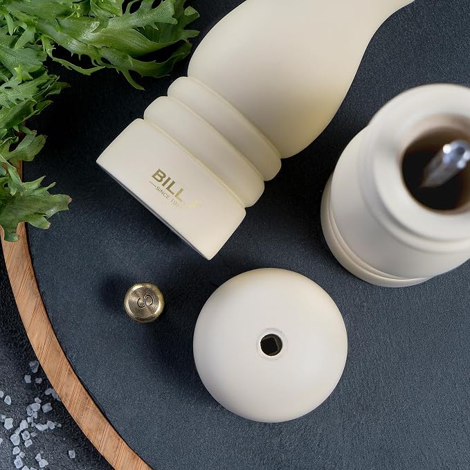 BILL.F Salt and Pepper Grinder Wooden Pepper Mill Grinder White Salt Pepper - Image 6