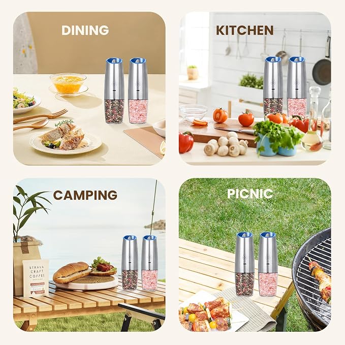 Rechargeable Electric Salt And Pepper Grinder Set, Automatic Gravity Electric - Image 7